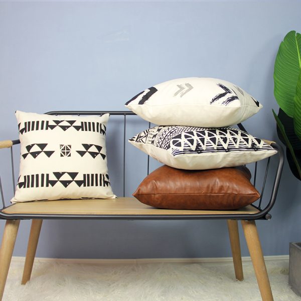 Nordic Ins Light Luxury Geometric PU Leather Pillow Cover - Image 9