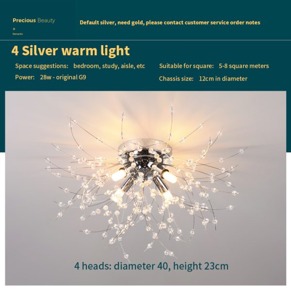 Dandelion Bedroom Crystal Ceiling Lamp - Image 6