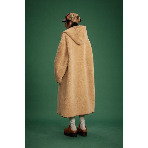 Winter Retro Long Hooded Berber Fleece Coat - Image 4