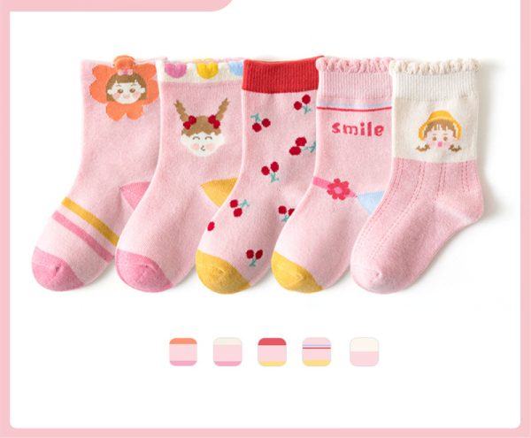 Boys And Girls Middle And Big Children's Socks Solid Color Cotton Students - Image 3