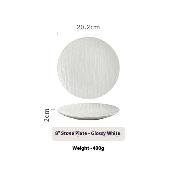 Simple Meal White Stone Pattern High Sense Shallow Plate - Image 2