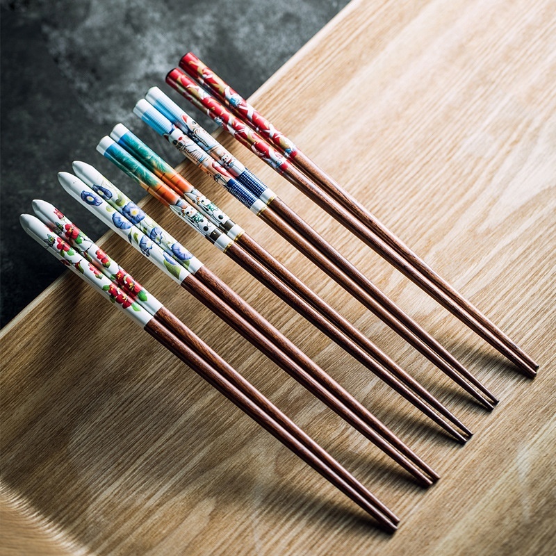 Household High-grade Non-slip Creative Lucky Cat Tableware Solid Wood Chopsticks