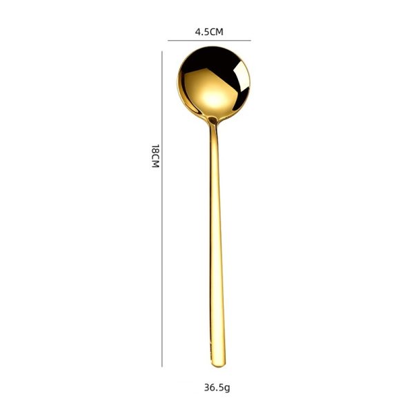 304 Stainless Steel Household Golden Round Head Spoon Creative - Image 7