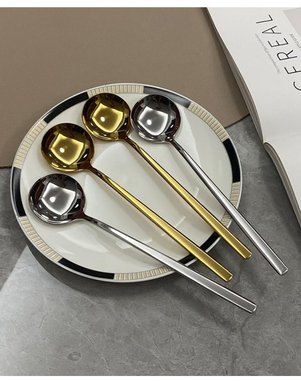 304 Stainless Steel Household Golden Round Head Spoon Creative - Image 9