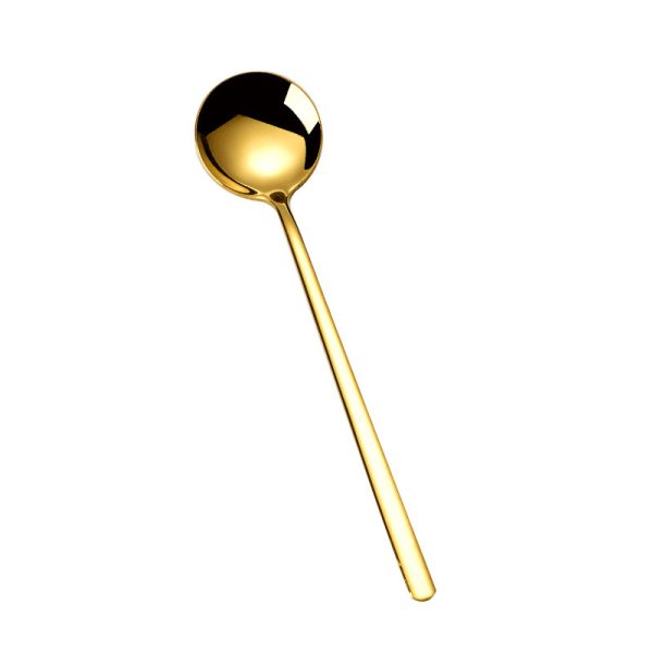 304 Stainless Steel Household Golden Round Head Spoon Creative - Image 5