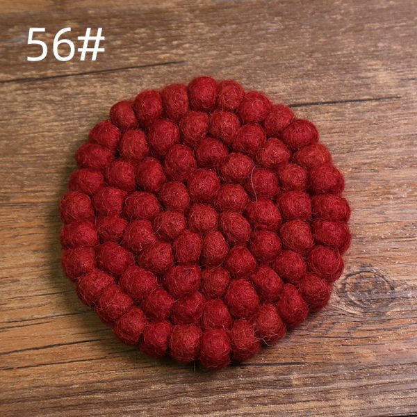 Anti-scald Tea Cup Temperament Pure Color Elegant Wool Ball Coaster - Image 5