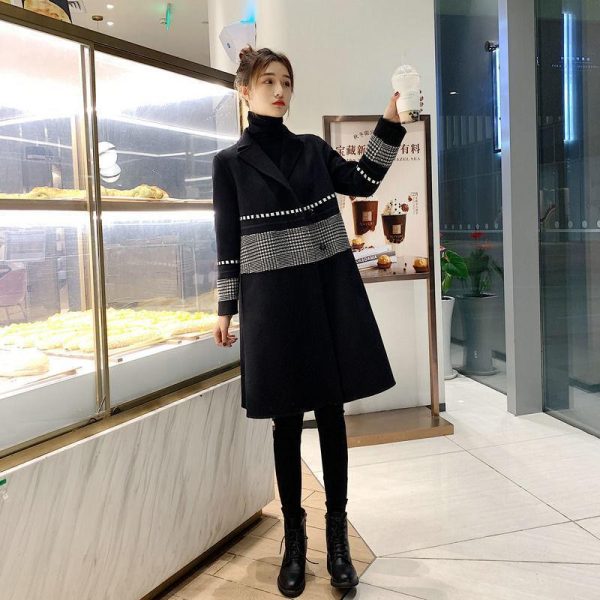 Black Woolen Coat Women's Mid-length - Image 6