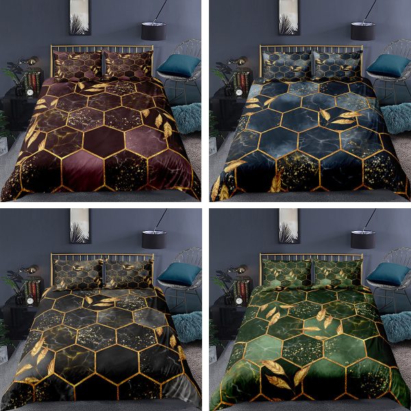Digital Printing Geometric Quilt Cover Digital Printing Three-piece Set - Image 5