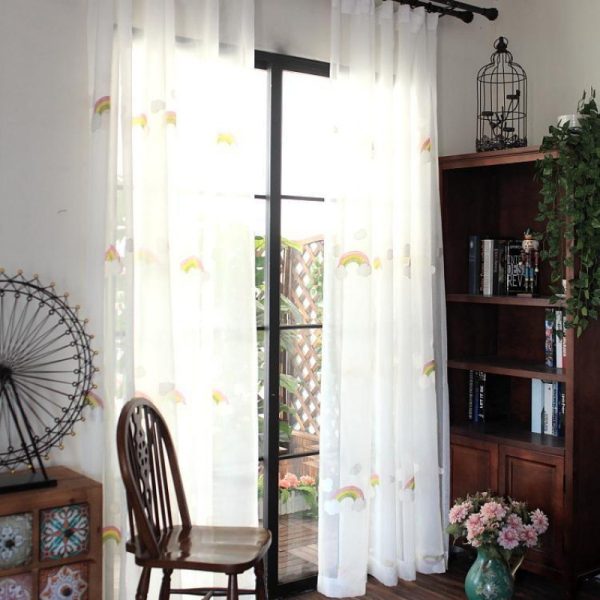 Children's Rainbow Gauze Curtains With Pastoral Embroidery - Image 5