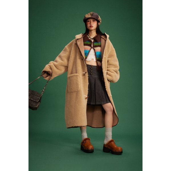 Winter Retro Long Hooded Berber Fleece Coat - Image 2