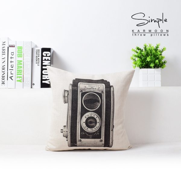 Vintage Camera Bicycle Cotton Linen Cushion - Image 3