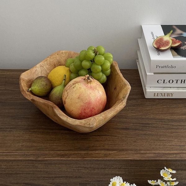 Large Capacity Creative Natural Solid Wood Snacks Fruit Basin - Image 2