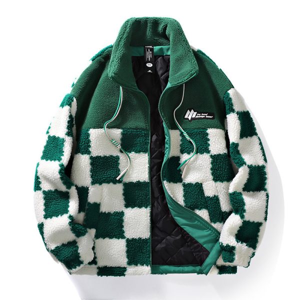 Plaid Lamb Wool Coat For Men And Women In Winter - Image 4