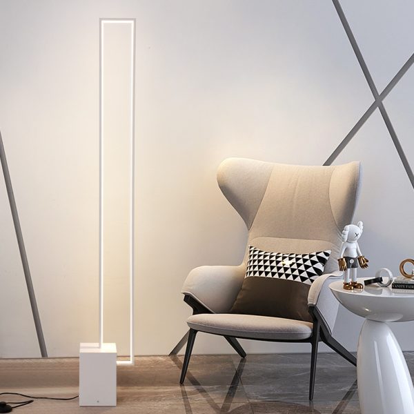 Minimalist Sand Black Floor Lamp Quadriboid Base Square Light Body