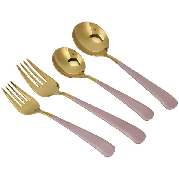 Stainless Steel Cutlery Set Dinner Spoons Fork Dinnerware Tableware Flatware Sets for PartiesPink Gold - Image 2