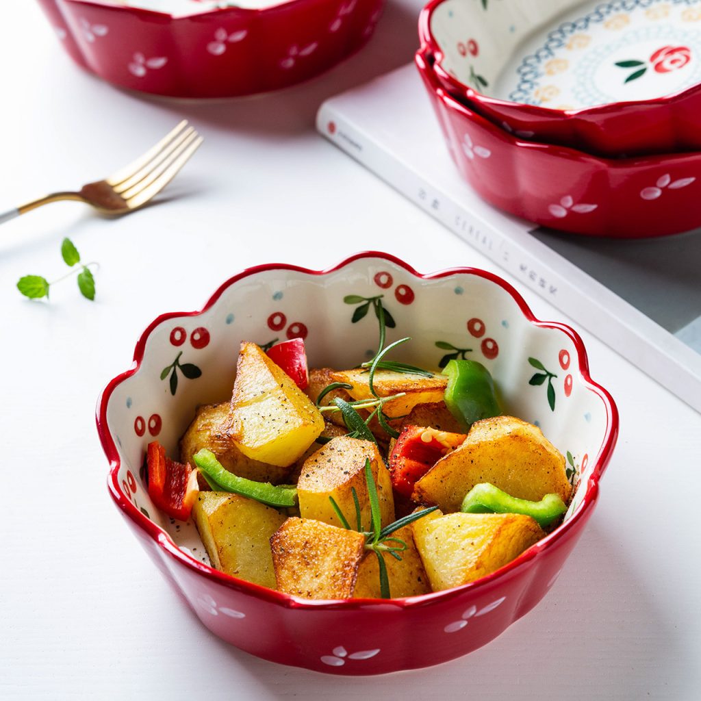 Breakfast Ceramic Bowl Cherry Small Bowl Cute Fruit Salad Bowl