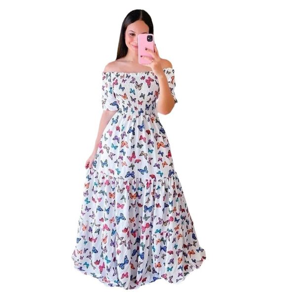 Women's Off-shoulder Floral Fashion Off-shoulder Long Dress - Image 5