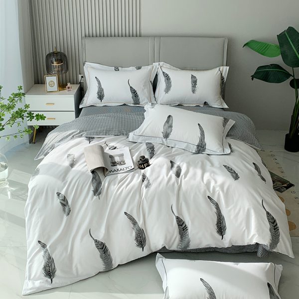 Nordic High-end 4-piece Cotton Bed Linen Quilt Cover - Image 4