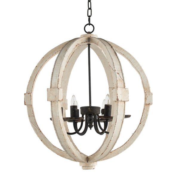 6 - Light Wood Chandelier With Adjustable Chain For Kitchen, Dining Hall Entrance, Bulb Not Included - Image 3