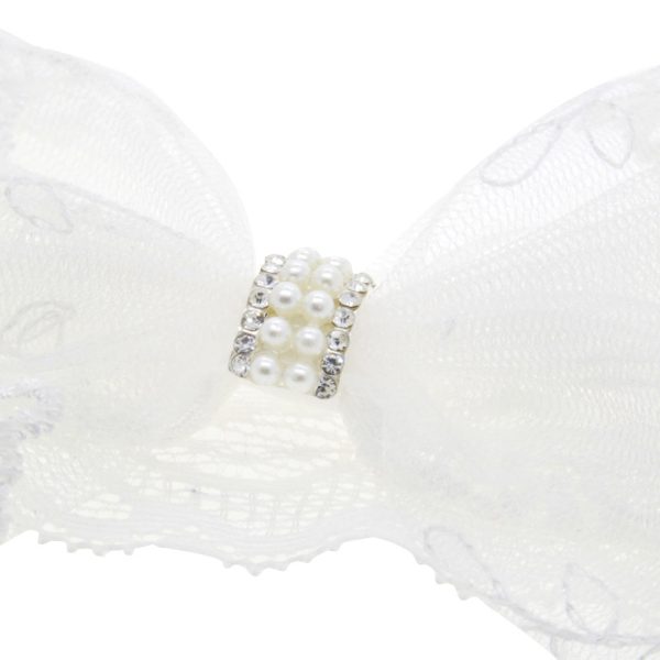 Children's Solid Color Bow Lace Elastic Headband - Image 4