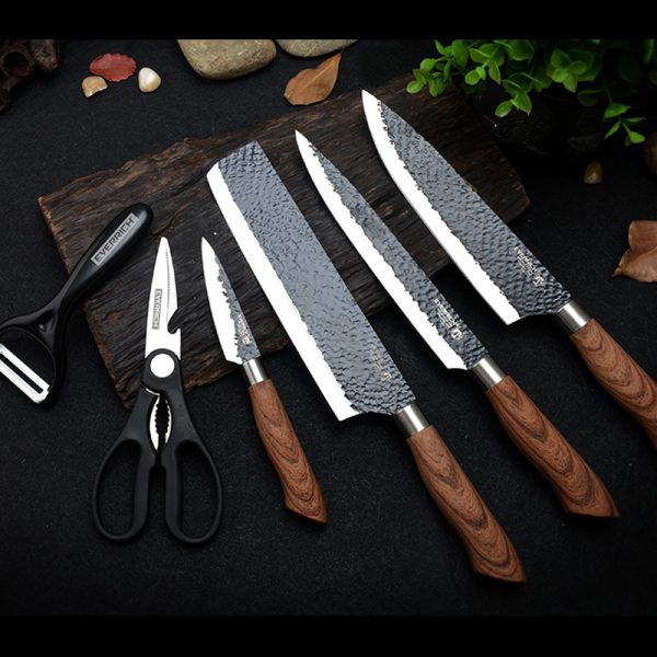 Kitchen Knives Stainless Steel Black Non-stick Knife Set 6 Piece Set - Image 3