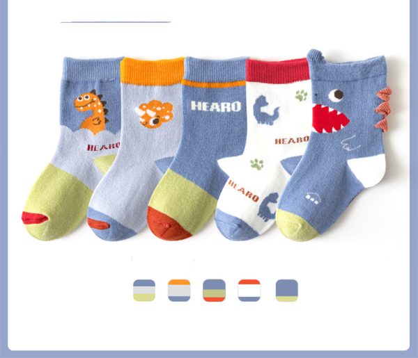 Boys And Girls Middle And Big Children's Socks Solid Color Cotton Students - Image 7