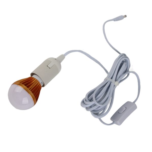 E27 Ball Bulb Spiral LED Solar White Light for Camping Tent 12V 5W with 3meter DC Line - Image 6