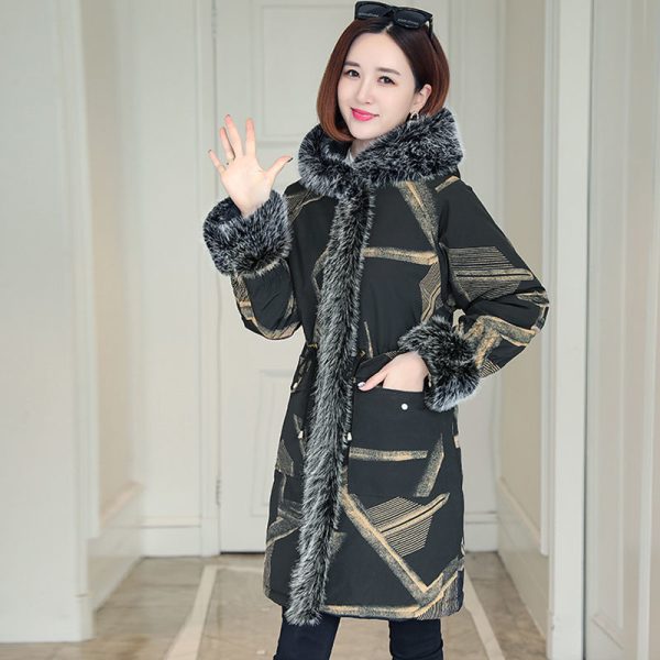 Autumn And Winter Parka Leather Women's Mid-length