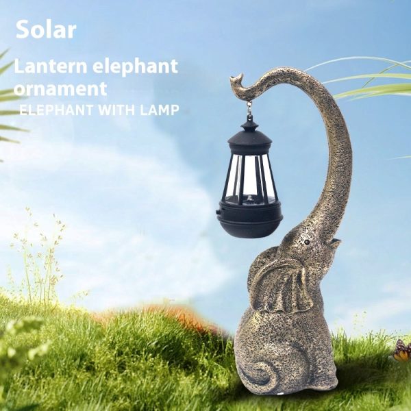 Stone Elephant Resin Atmosphere Lantern Ornament - Image 3