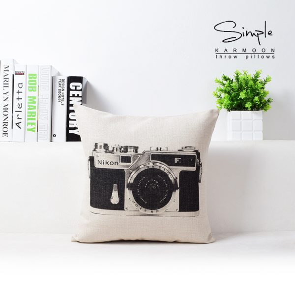 Vintage Camera Bicycle Cotton Linen Cushion - Image 4