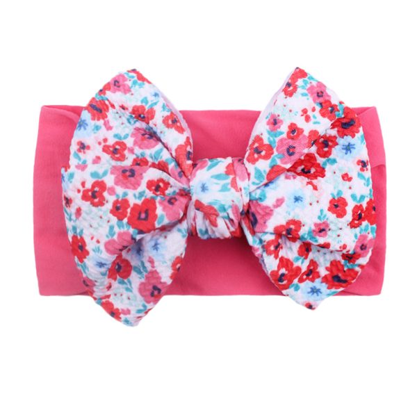Nylon Bow Hair Band Baby Cute Soft Bow Printed Headband Baby Headscarf - Image 10