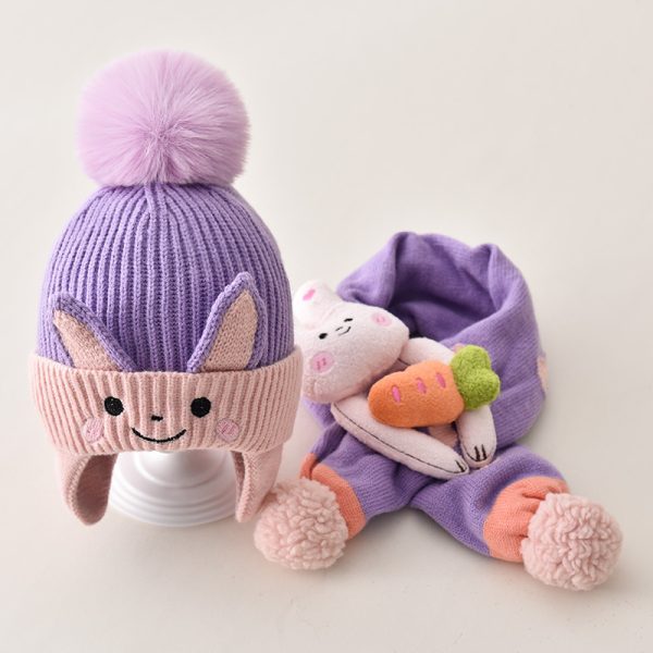 Children's Hat Baby Wool Earmuffs Hat Scarf Suit - Image 10