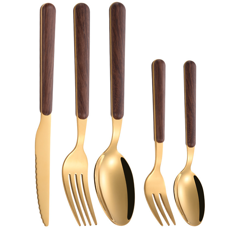 Stainless Steel Cutlery Set with Wooden
