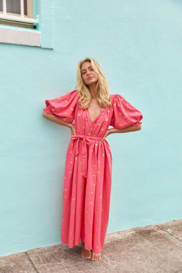 New Summer Oversized Loose-fitting Pattern Print Cardigan Short Sleeve Maxi Dress - Image 6