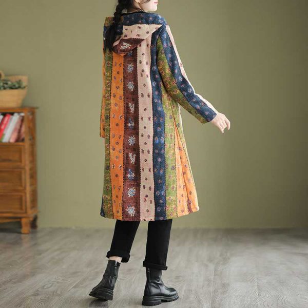 Ethnic Style Fleece-lined Thick Mid-length Trench Coat - Image 4