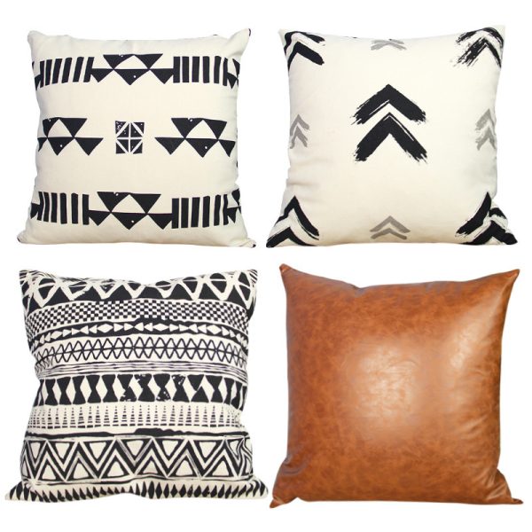 Nordic Ins Light Luxury Geometric PU Leather Pillow Cover - Image 10