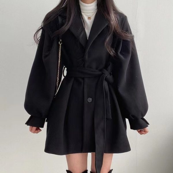 Hepburn Style Woolen Coat For Women - Image 3