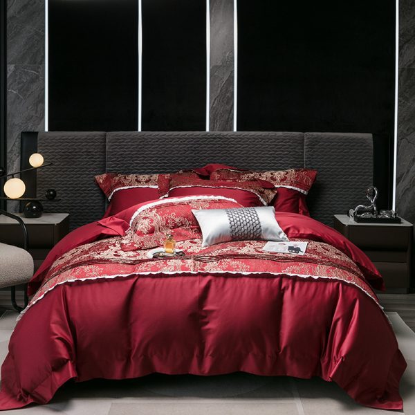 Long-staple Cotton Four-piece Set Jacquard Quilt Cover Bed Sheet Bedding - Image 9