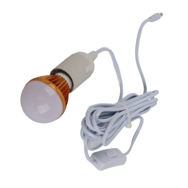 E27 Ball Bulb Spiral LED Solar White Light for Camping Tent 12V 5W with 3meter DC Line - Image 9