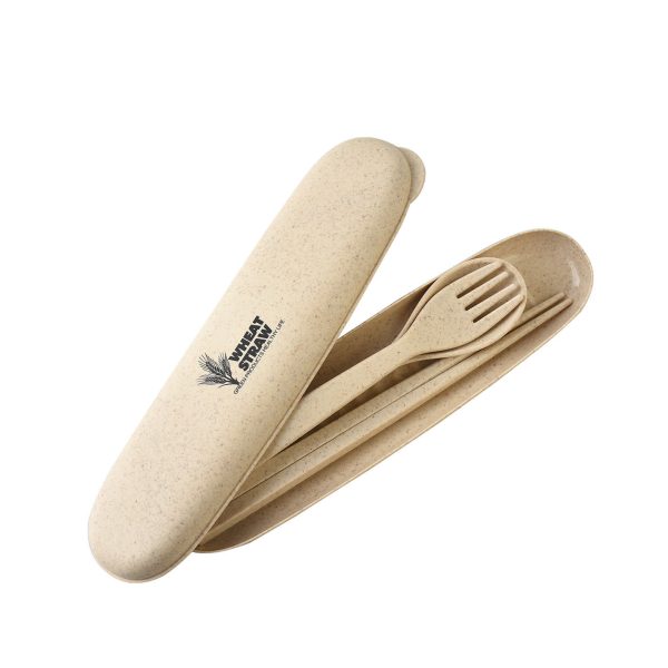 Wheat Straw Three-piece Portable Wheat Tableware Set - Image 7