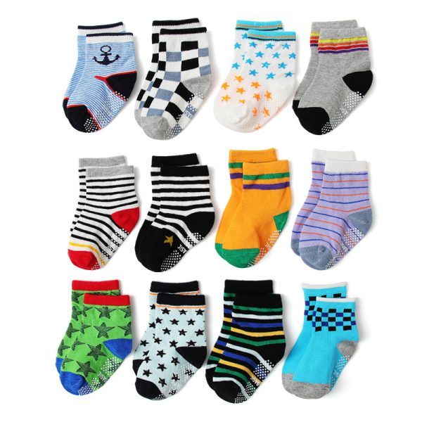 Dispensing Non-slip Pinstripe Children's Cotton Socks