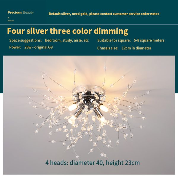 Dandelion Bedroom Crystal Ceiling Lamp - Image 3