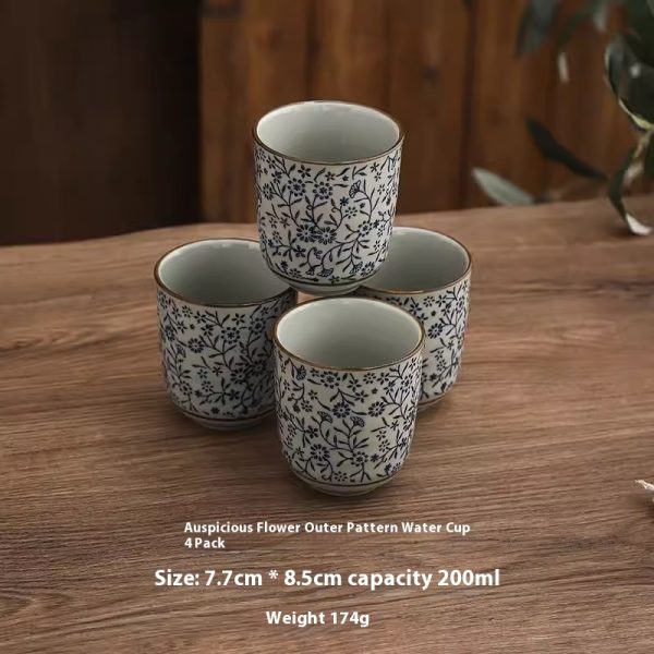 Large Capacity Ceramic 200ml Outer Grain Straight Mouth Tea Cup - Image 7