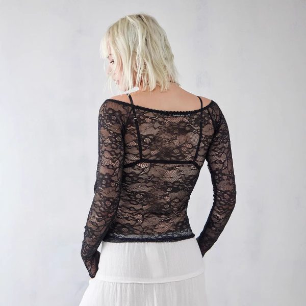 Women's Top Lace See-through V-neck - Image 3