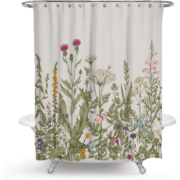 Color Floral Plant Shower Curtain Bathroom Curtain Polyester - Image 2