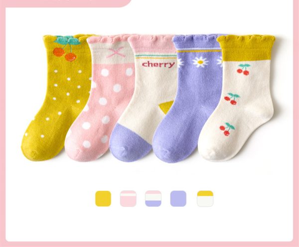 Boys And Girls Middle And Big Children's Socks Solid Color Cotton Students - Image 4