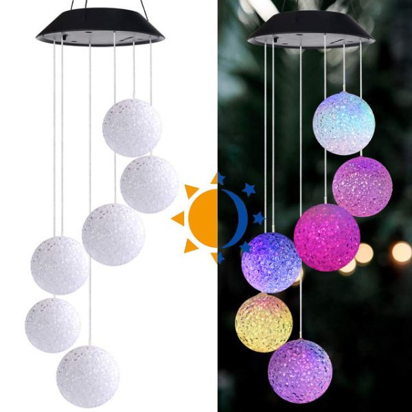 Solar Wind Chimes Light Rice Pellet Ball Hummingbird Color Changing Light String LED - Image 3