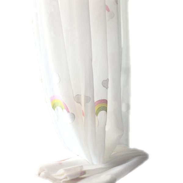 Children's Rainbow Gauze Curtains With Pastoral Embroidery - Image 2