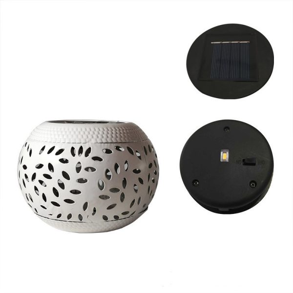 Outdoor Wrought Iron Solar Hollow Lawn Lamp Garden Ornament - Image 5