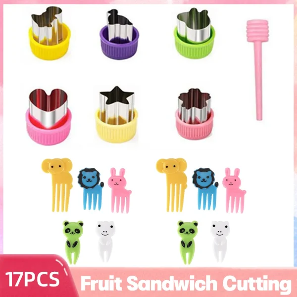 18/19PCS Vegetable And Fruit Cutter Shape Set Cooler Food Paddles Mini Cookie Cutter Sandwich Knife Bento Boxes Kitchen Gadgets